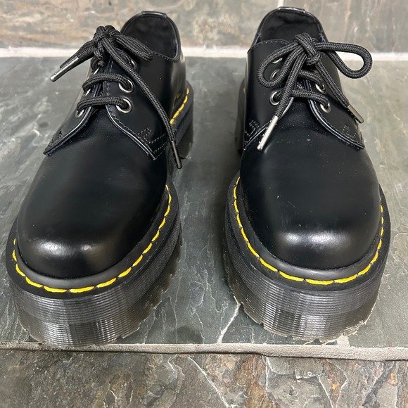 Dr Martens Platform 1461 Quad Black Leather Lace Up Shoes Womens 6 USM - Picture 3 of 8